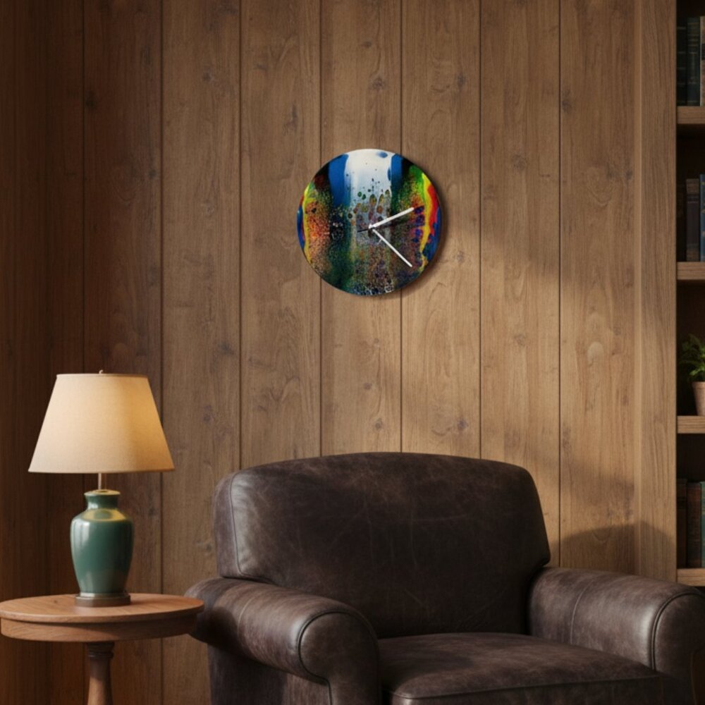 Hand Crafted Resin Waterfall Vinyl Record Wall Art Clock Repurposed Upcycled